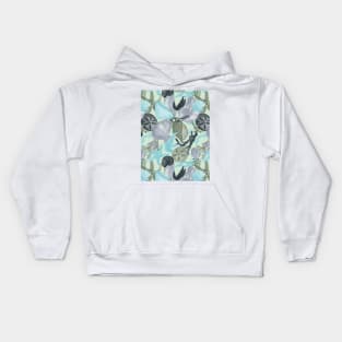 Under the Waves Watercolor - Hand Painted Green, Grey, Blue Pantone Kids Hoodie